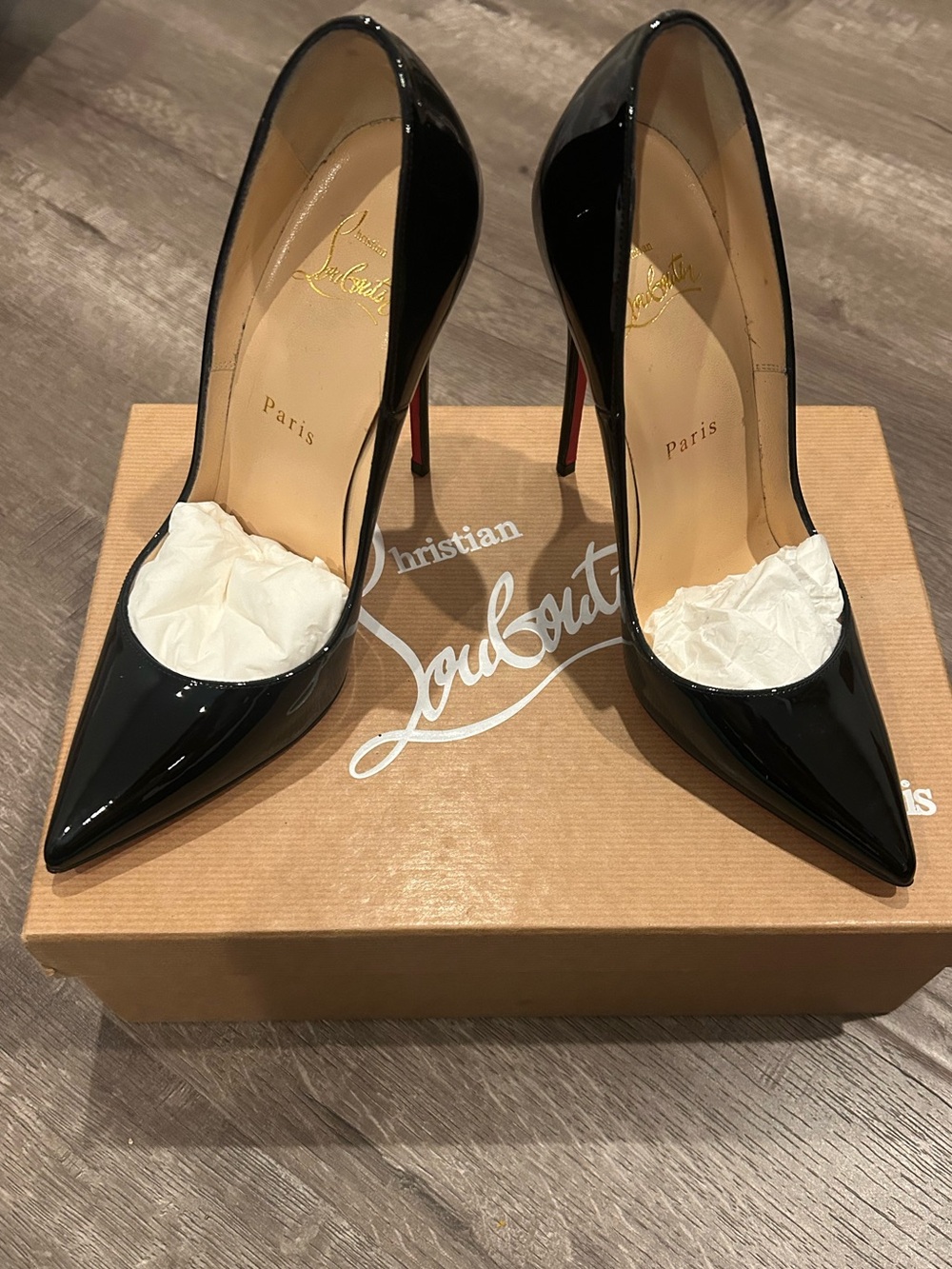 Christian Louboutin Black Patent So Kate Pointed Toe Pumps